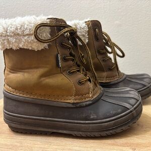 Kids Sorel Tan and Black Winter Boots with Fur Lining